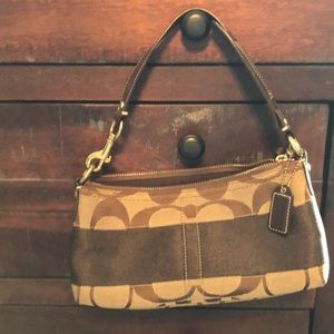 Coach signature brown small shoulder bag